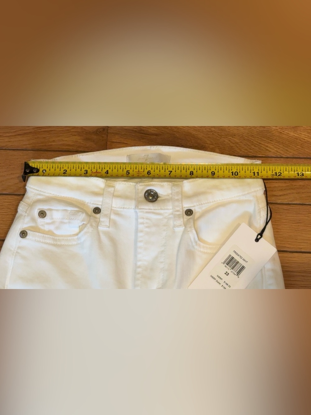 7 For All Mankind White High Waist Ankle Gwenevere, Size 23, NWT - Picture 6 of 10